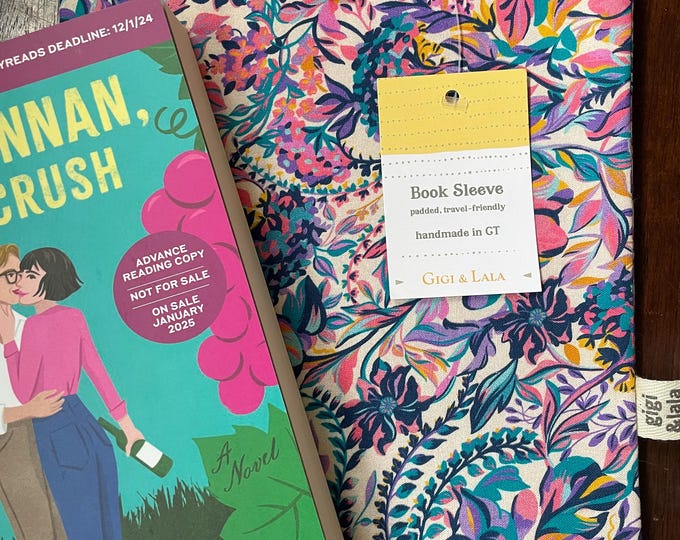 Padded book pouch: Stonington Gardens print, book sleeve, book cozy