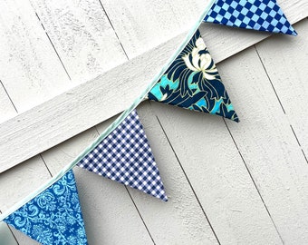 Blauw geruite vlaggenlijn; kinderkamer, feest, decoratie
