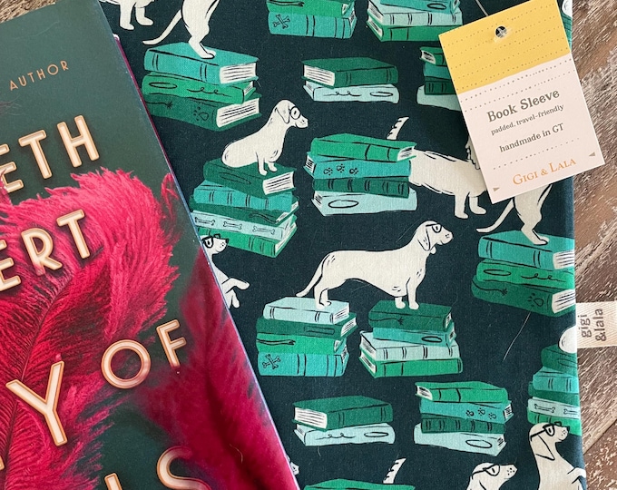 Handmade Padded Book Sleeve: Smart Pups Print, Book Cozy