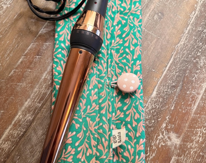 Hot hair iron travel pouch: curling iron, flat iron, insulated bag; Aquatic Coral print