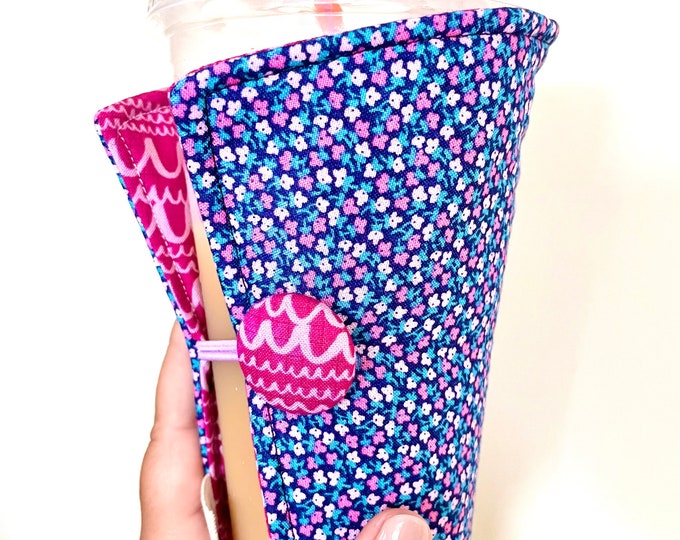 Coffee Cozy-fits all size hot/iced drinks Pattern: Very Violets