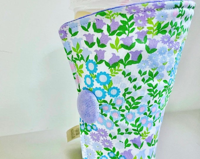 Coffee Cozy-fits all size hot/iced drinks Pattern: Spring Has Sprung