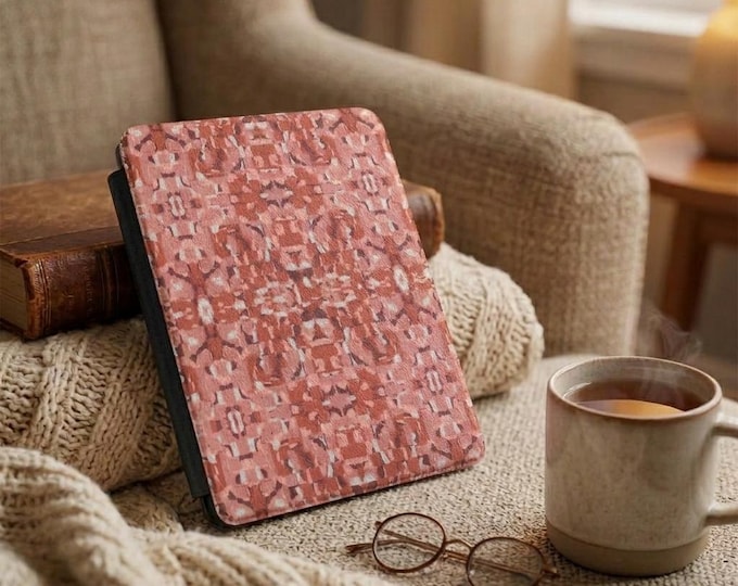 Geometric Rose Tile Kindle Case | Hand-drawn Mosaic Pattern, 7" Kindle Protective Cover