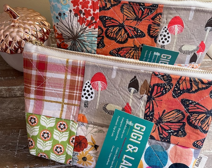 Handmade quilted zipper pouch