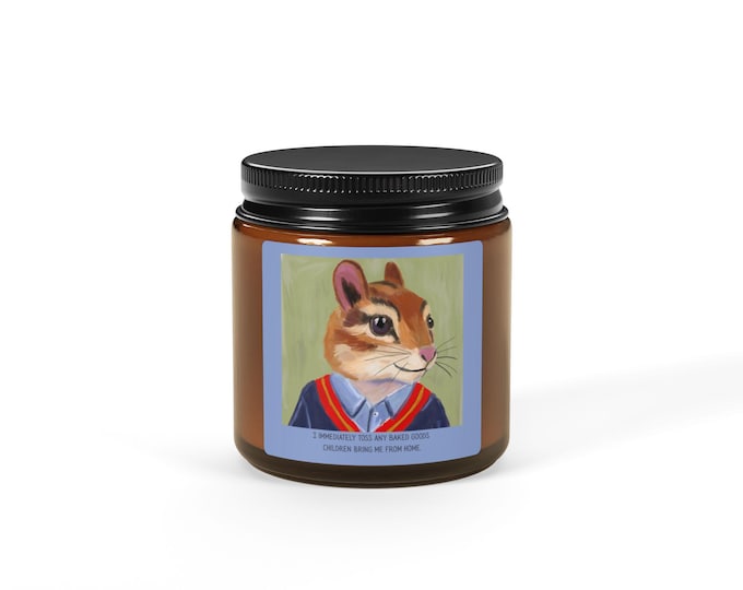 Funny Teacher Chipmunk Candle | Amber Jar Soy Candle | Teacher Gift
