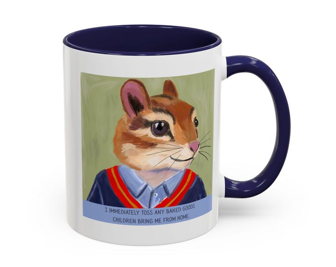 Teacher Confessions Mug, Funny Animal Artwork, Ceramic Coffee Cup (11, 15oz)