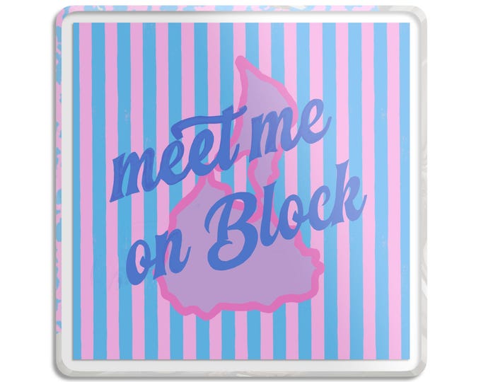 Block Island RI Acrylic Block Sign | Hand-drawn Preppy Coastal Decor