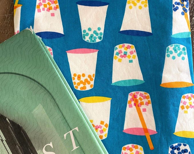 Padded book or tablet pouch: Bubbly Boba print, book sleeve, book cozy, tech sleeve, tablet sleeve
