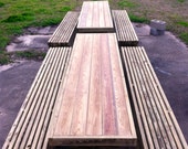 Rowan Outdoor Table and Benches, Modern - Southern Yellow Pine (8 Seater)