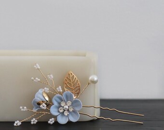 Something blue |wedding hair accessory | hair pin | bridal accessory | floral | wedding day | getting ready