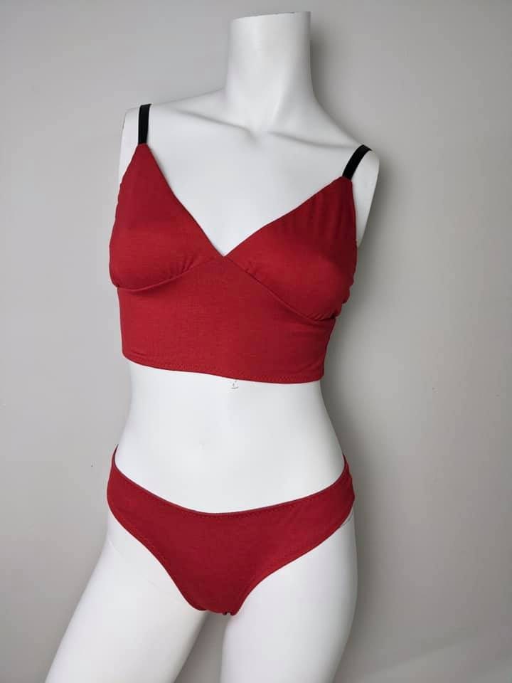 Sexy Print Red Plus Size Bra & Panty Sets (Women's)