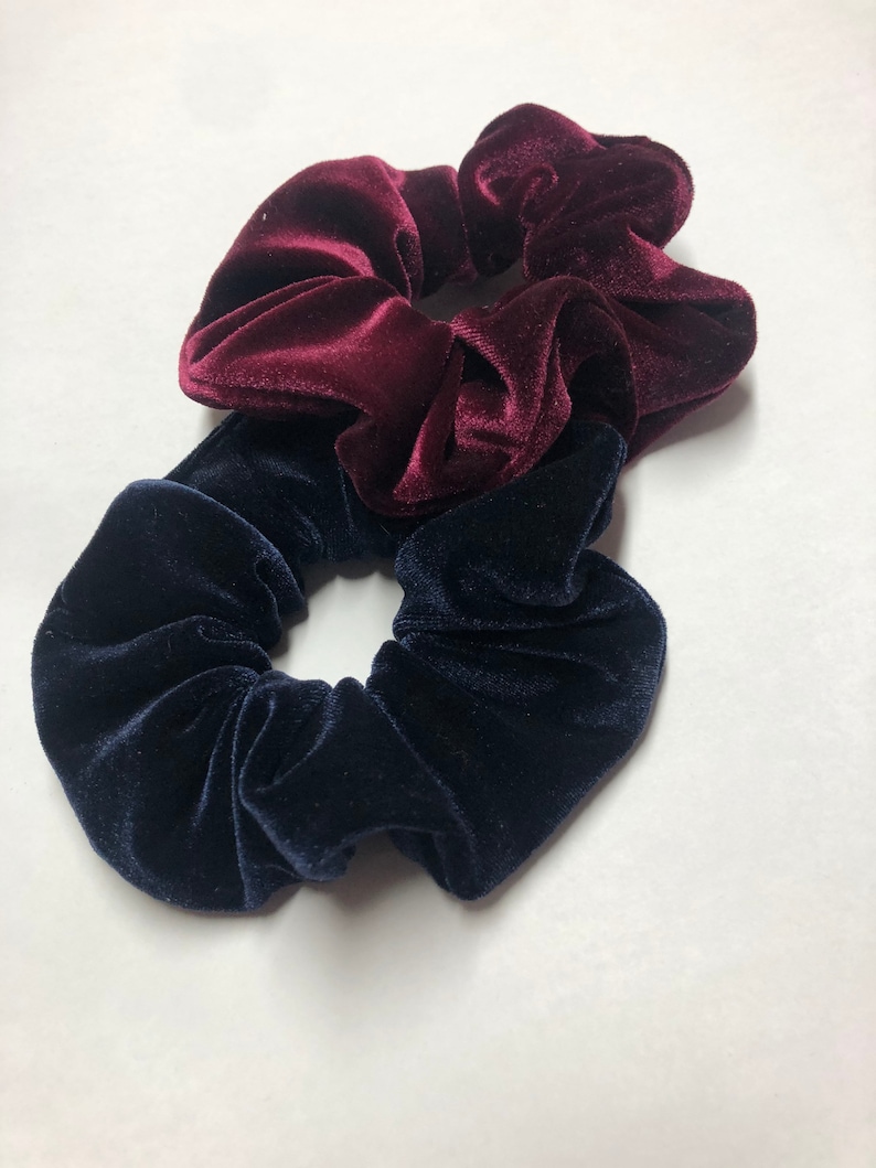Wine coloured velvet scrunchie hair tie