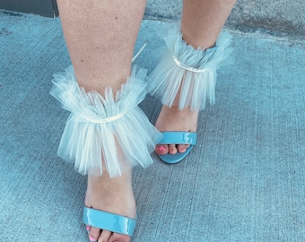 White shimmer| Ivory off white |Shimmy anklets | tulle anklet | ankle accessory | bride | gift | bachelorette party