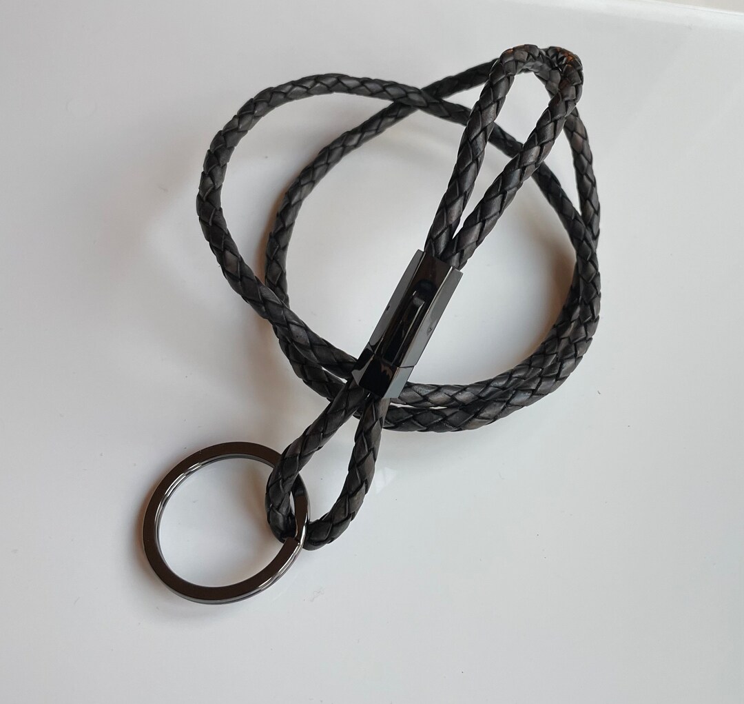 Antique Black Lanyard / Keychain / ID Badge Holder in Braided Etsy