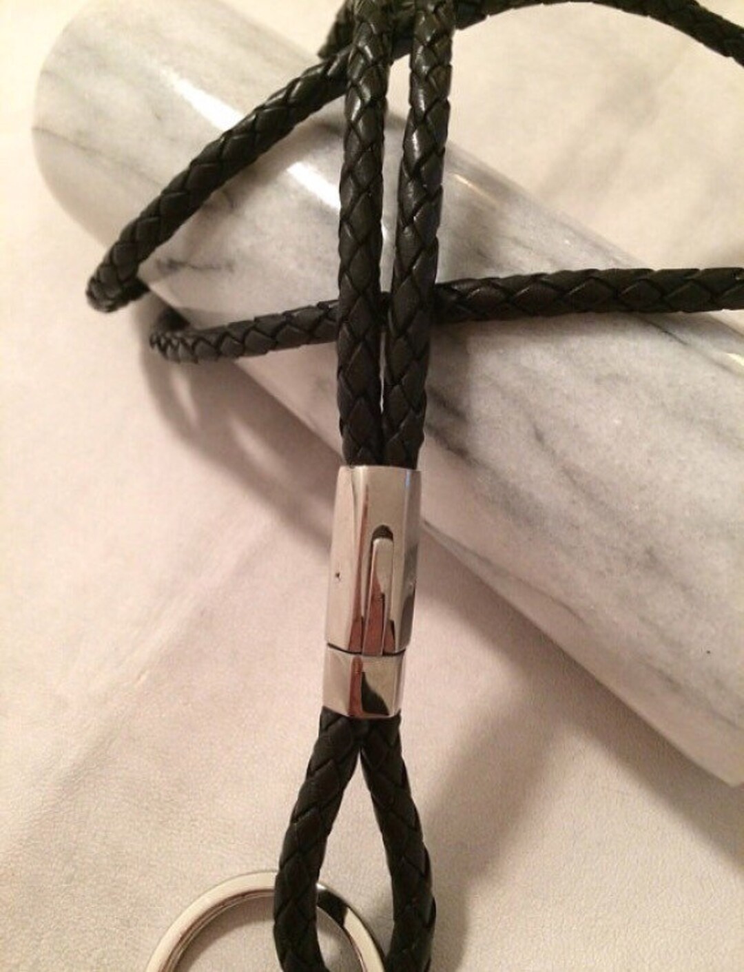 BLACK Lanyard / Keychain / ID Badge Holder in Braided Bolo Etsy