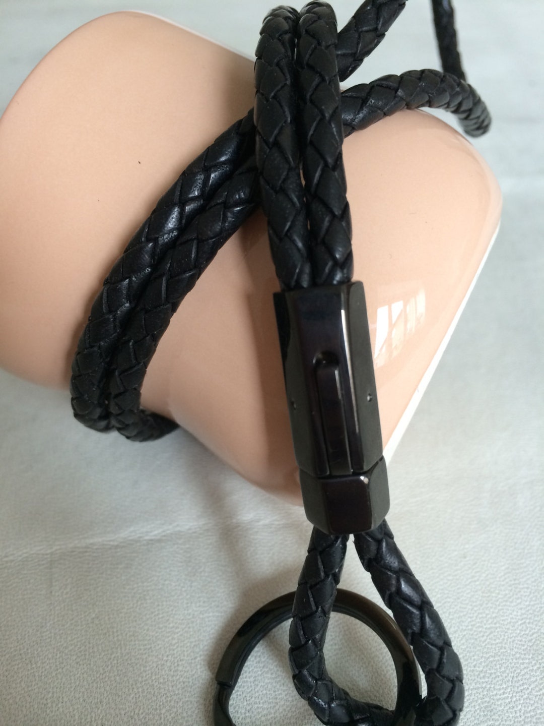 BLACK Lanyard / Keychain / ID Badge Holder in Braided Bolo Etsy