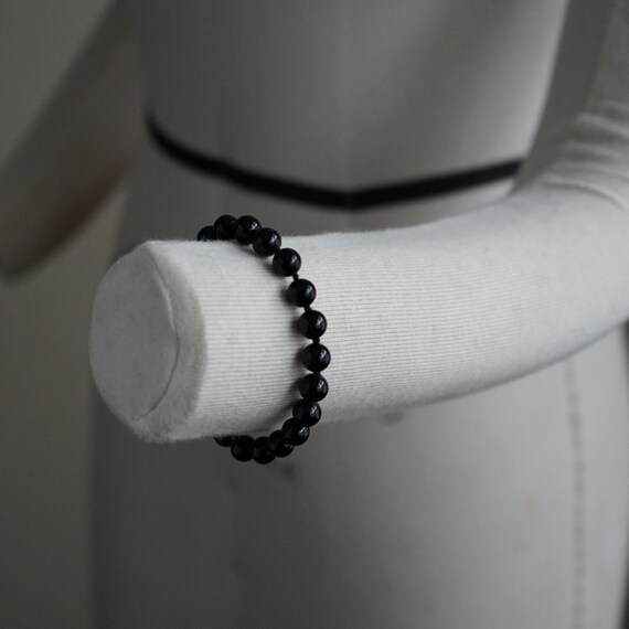 Vintage Onyx Bracelet - Beaded Onyx Bracelet - Vintage Black Onyx Bracelet
