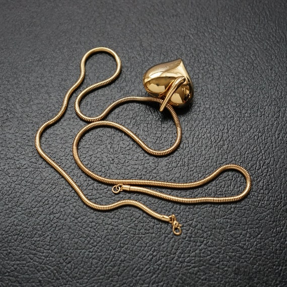 80s Gold Necklace - Gold Heart Necklace - Gold Mon