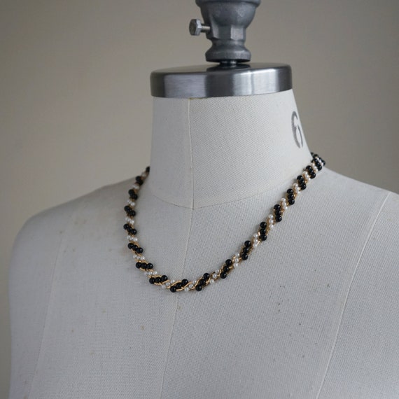 80s, 90s Necklace - Vintage Black White Gold Neck… - image 4