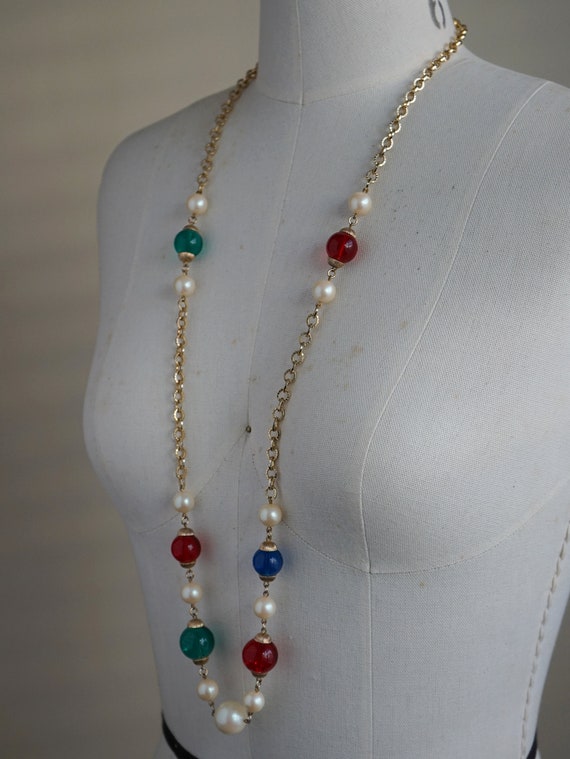 Vintage Beaded Necklace - Vintage Faux Pearl Neck… - image 4