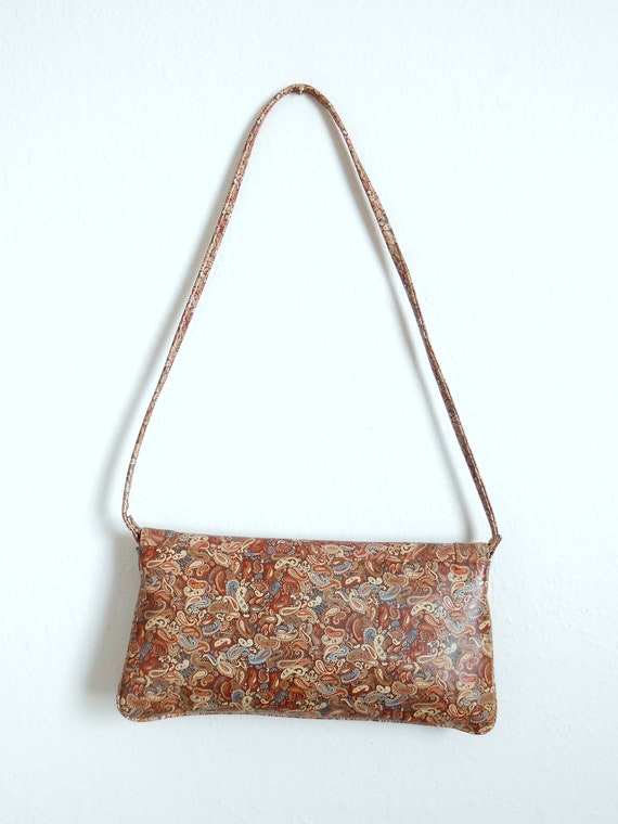 60s vintage bag - brown paisley vinyl clutch viny… - image 5