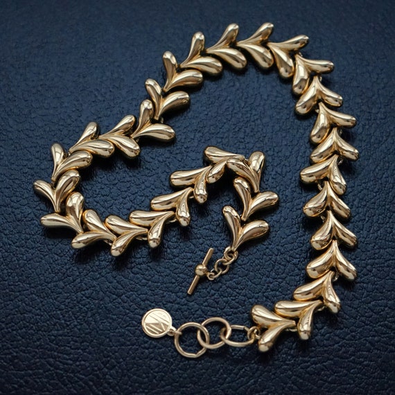 80s Gold Necklace - Vintage Gold Link Necklace - … - image 7