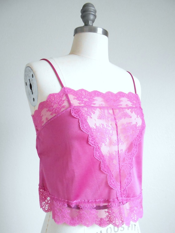 70s, 80s vintage camisole – dusty pink mauve lace 