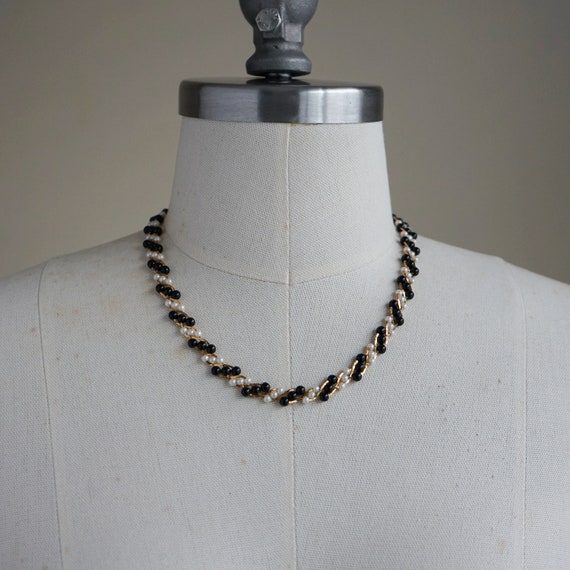 80s, 90s Necklace - Vintage Black White Gold Neck… - image 3