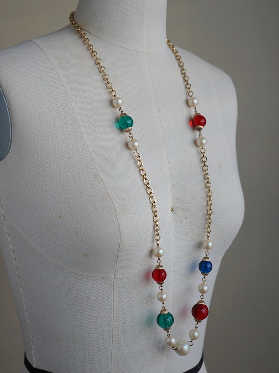 Vintage Beaded Necklace - Vintage Faux Pearl Neck… - image 3