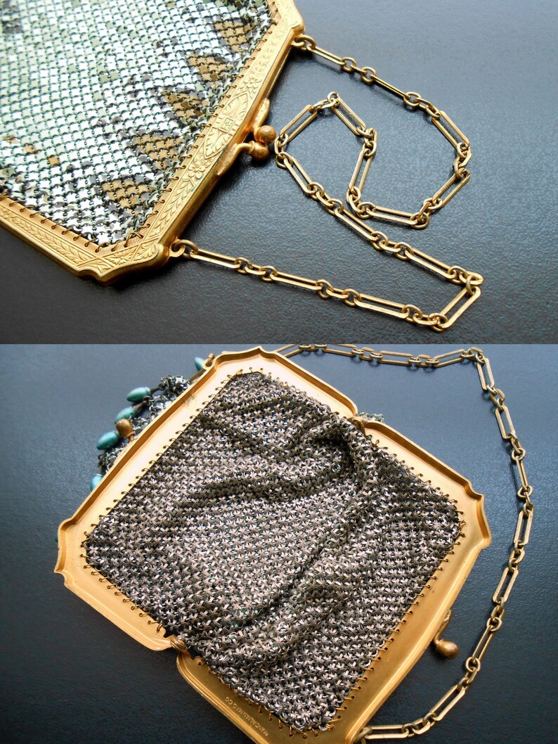 20s, 30s vintage bag Mandalian painted metal mesh bag 20s/30s Mandalian bag image 5