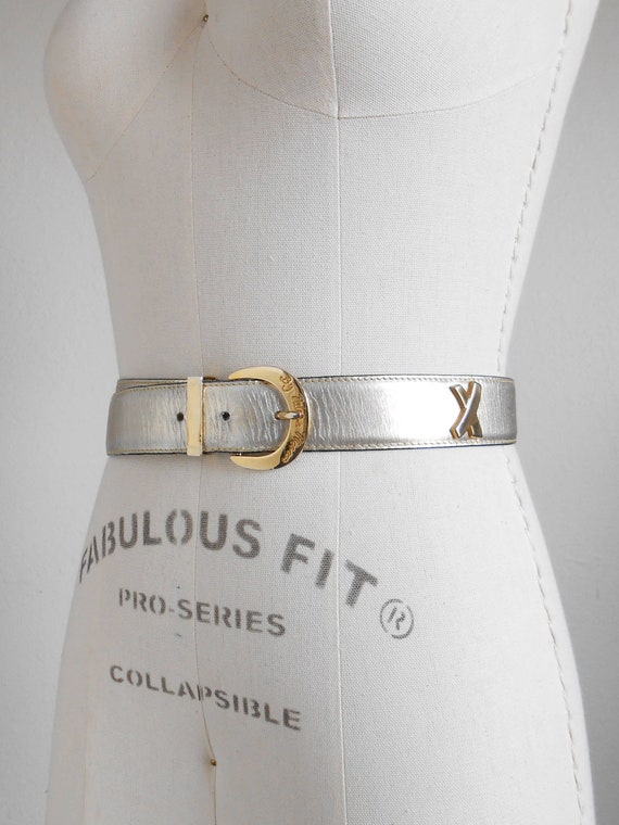 80s vintage belt - Paloma Picasso gold silver leat