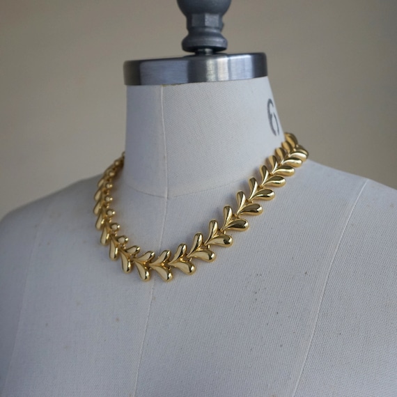 80s Gold Necklace - Vintage Gold Link Necklace - … - image 3