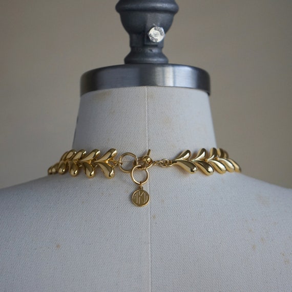 80s Gold Necklace - Vintage Gold Link Necklace - … - image 6