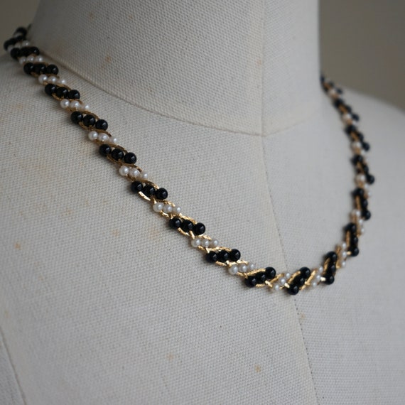 80s, 90s Necklace - Vintage Black White Gold Neck… - image 2