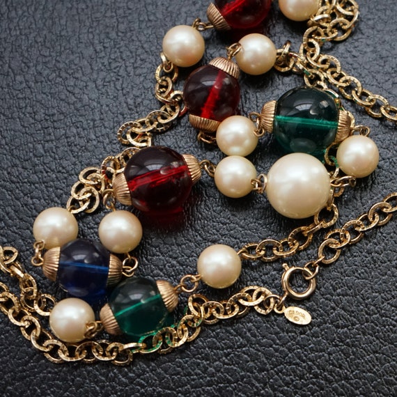 Vintage Beaded Necklace - Vintage Faux Pearl Neck… - image 7