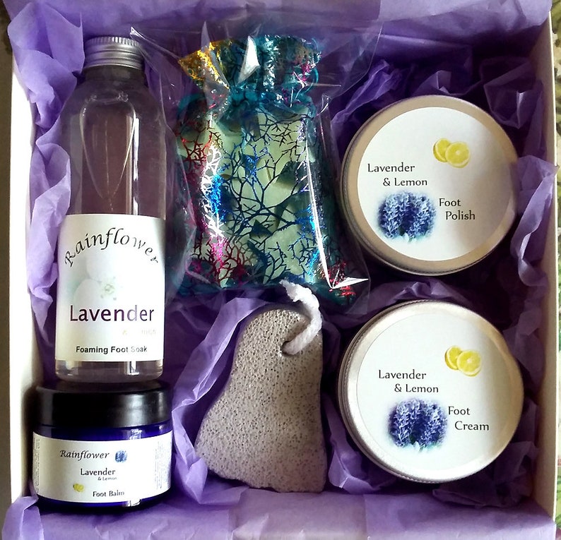 Foot Care Set in White Lidded Box. Soak Cream Polish Balm. Etsy UK