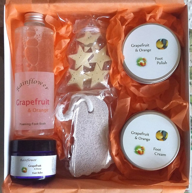 Foot Care Set in White Lidded Box. Soak Cream Polish Balm. Etsy UK