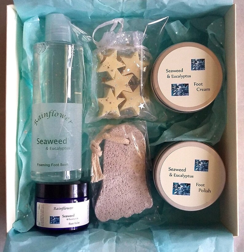 Foot Care Set in White Lidded Box. Soak Cream Polish Balm. Etsy UK