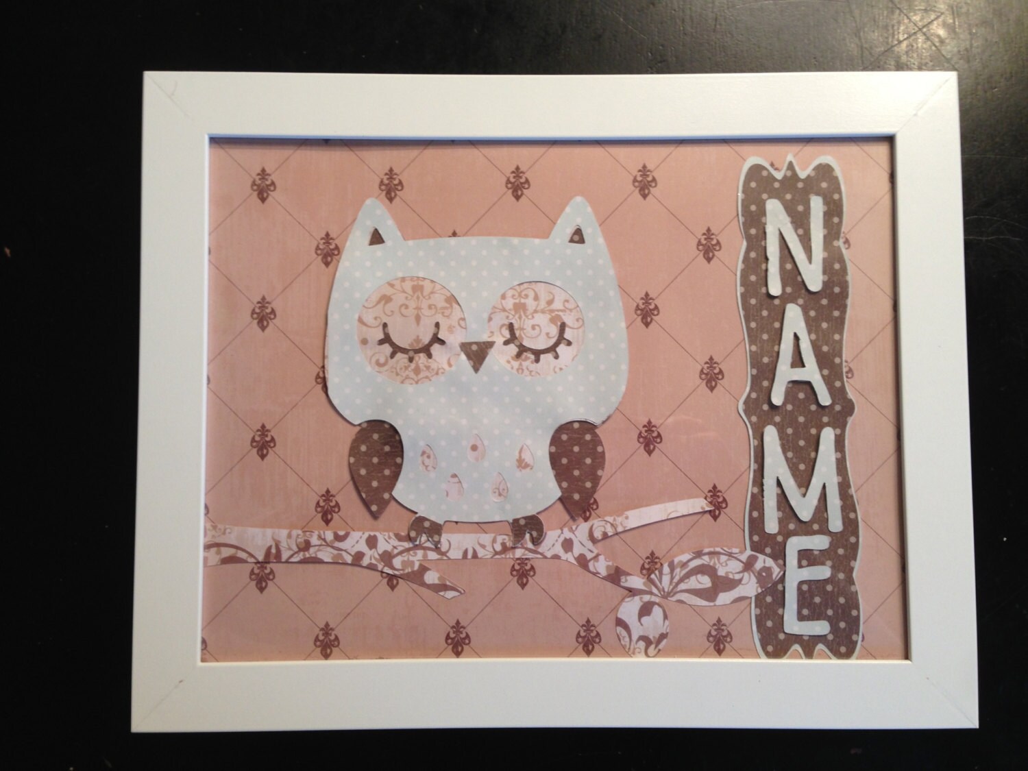Owl decor. Owl nursery. Baby gift. Wall art baby names. Baby Etsy