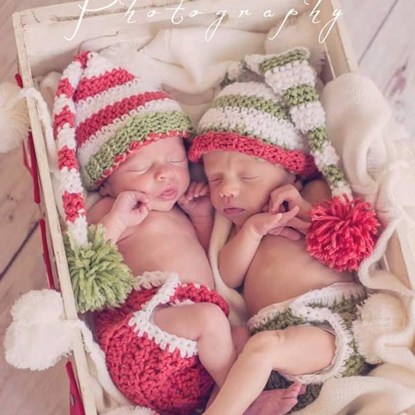 Newborn stocking Christmas hats and diaper covers perfect for NB pictures
