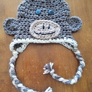 Crochet monkey hat. Brown monkey hat. Newborn, baby, infant, toddler, kids, child&#39;s, monkey hat. Cute crochet monkey hat.
