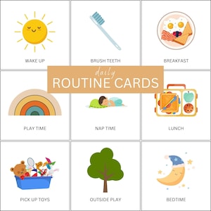 Routine Karten für Kinder, Kindergarten & Vorschule Lernen zu Hause | Bearbeitbarer digitaler Download