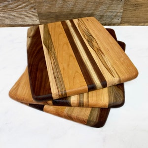 Wood Cutting Board, Medium Size, Walnut, Cherry, Ambrosia Maple woods