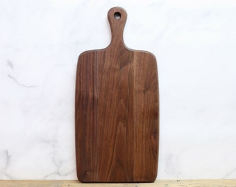 Large Wood Cutting Board, Handled, Walnut Wood