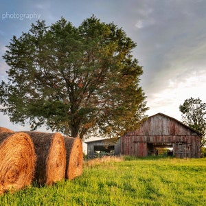 Kentucky Farm Photography Print: Rustic Barn Landscape, Country Scene
