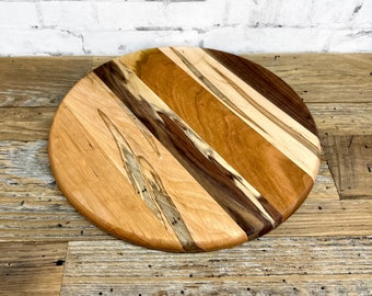 Round Cutting Board, Walnut, Cherry, and Ambrosia Maple