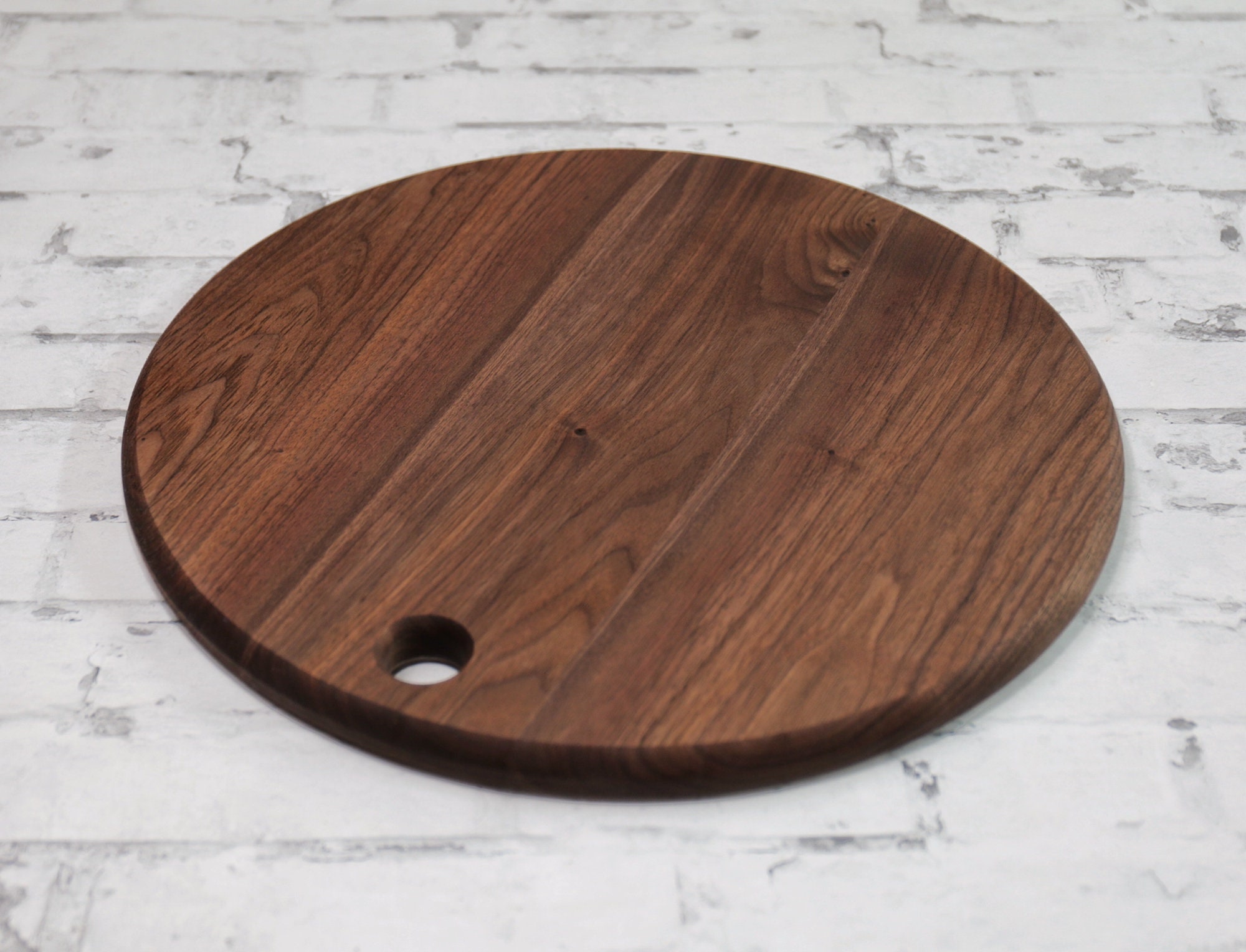 Wooden Cutting Board Round Walnut Wood Etsy