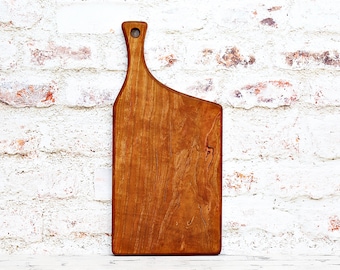 Wooden Cutting Board, Cherry Wood, Offset Handle