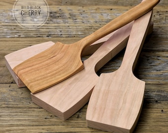 Cherry Wood Spatula Carving Blanks: Air or Kiln Dried Wood (Set of 3)