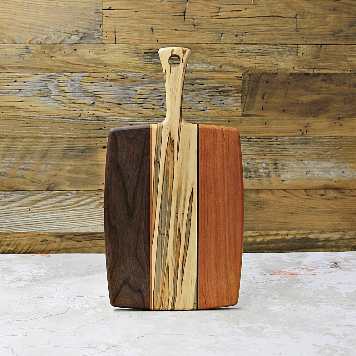Wood Cutting Board With Dovetail Handle Mixed Woods Walnut Etsy